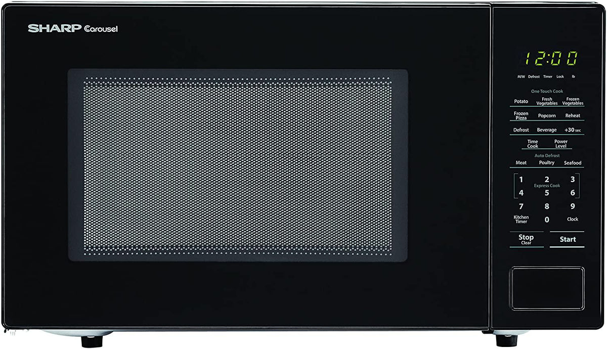 SHARP Black Carousel 1.1 Cu. Ft. 1000W Countertop Microwave Oven (ISTA 6 Packaging), Cubic Foot, 1000 Watts