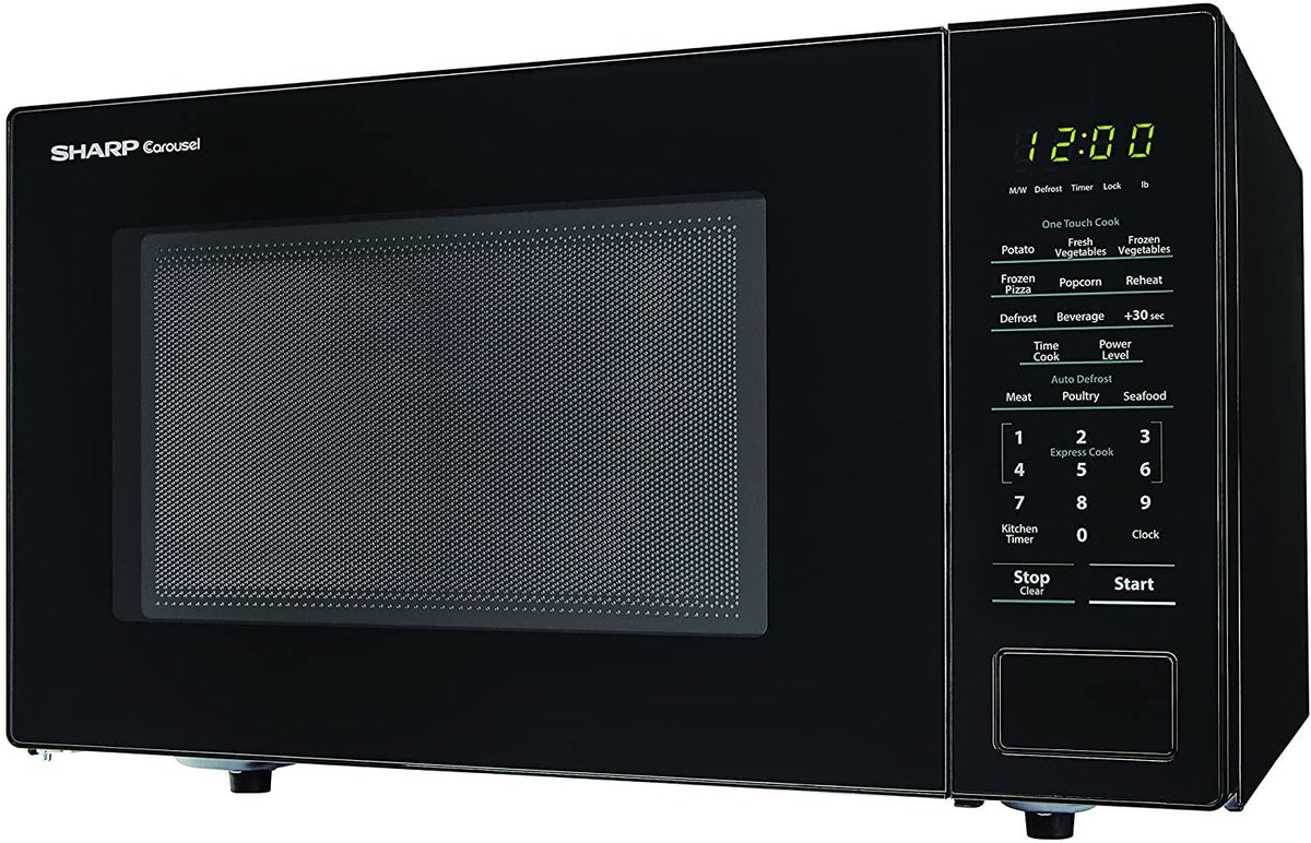 SHARP Black Carousel 1.1 Cu. Ft. 1000W Countertop Microwave Oven (ISTA 6 Packaging), Cubic Foot, 1000 Watts