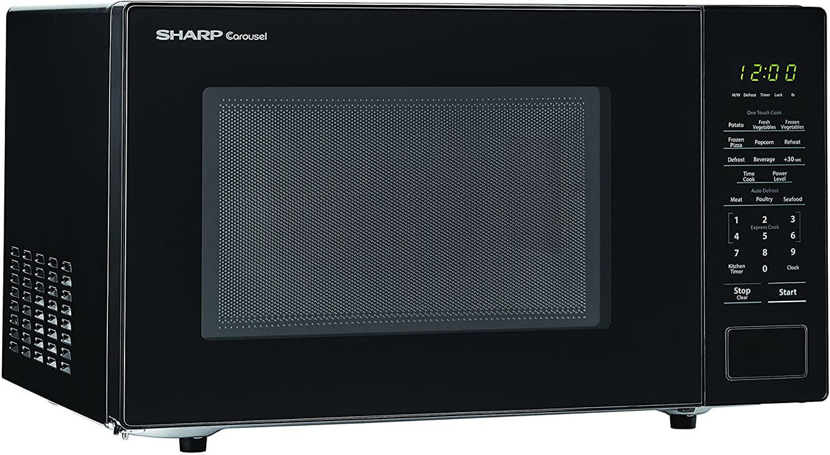 SHARP Black Carousel 1.1 Cu. Ft. 1000W Countertop Microwave Oven (ISTA 6 Packaging), Cubic Foot, 1000 Watts