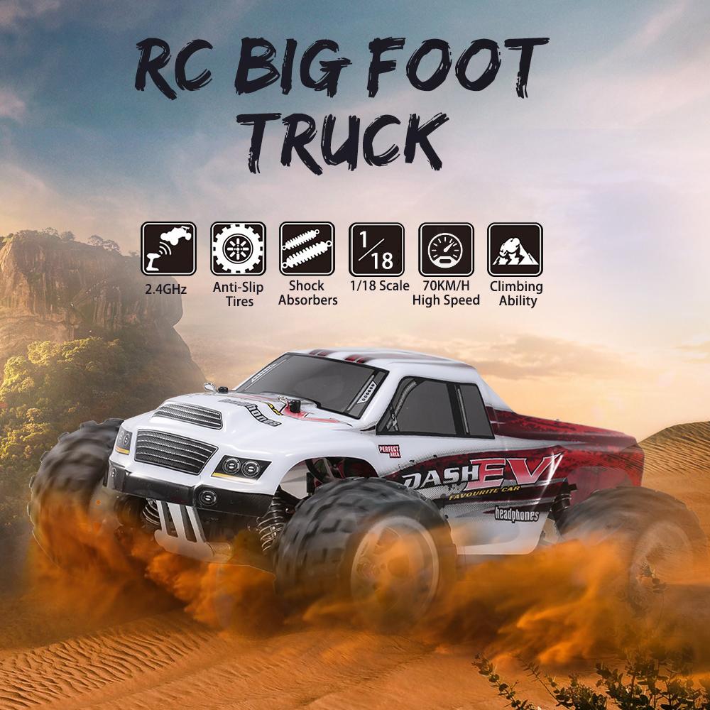 WLtoys A979-B 2.4G 1/18 RC Car 4WD 70KM/H High Speed Electric Full Proportional Big Foot Truck RC Crawler RTR
