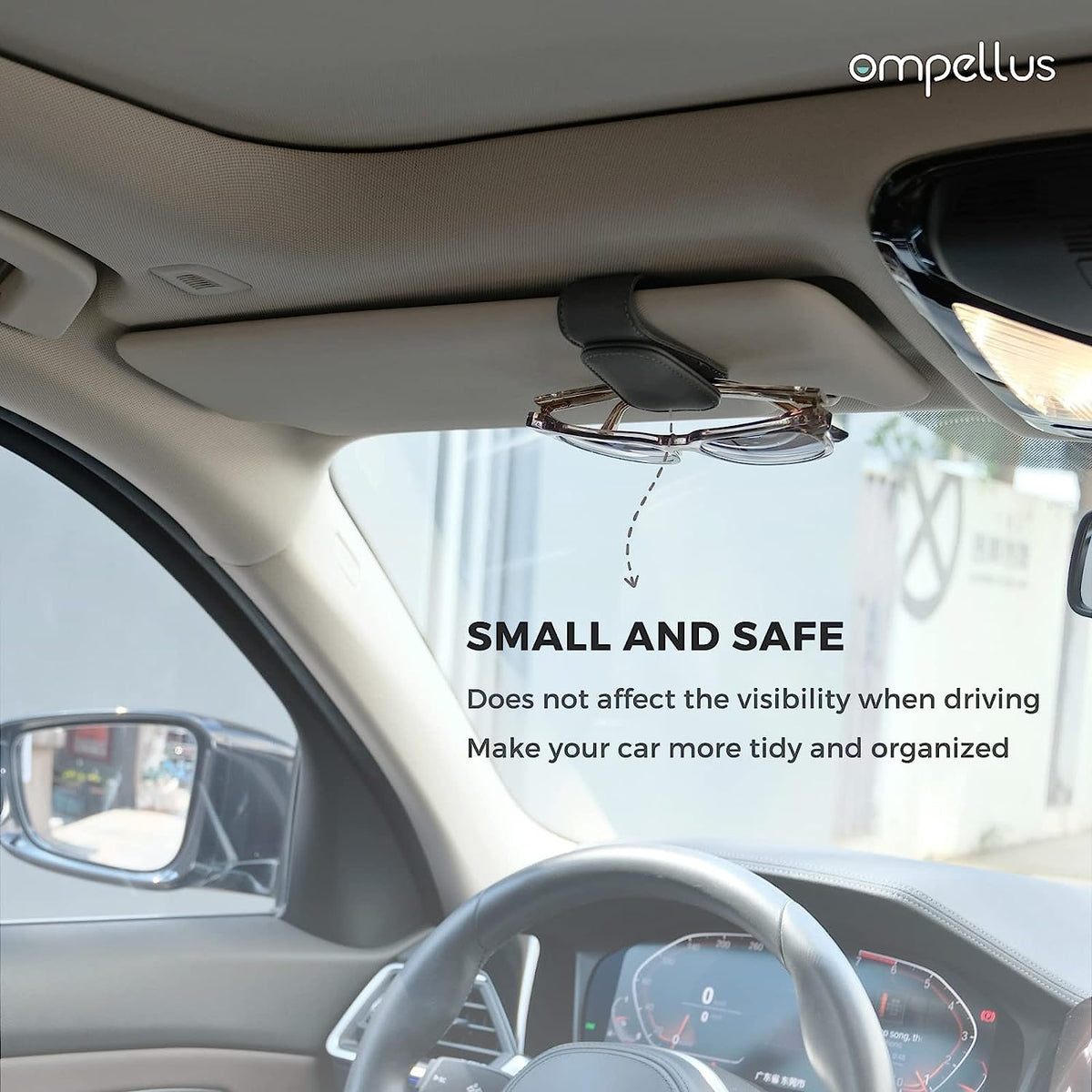 Ompellus Magnetic Leather Sunglass Holder, Eyeglass Hanger Clip for Car Sun Visor, Suitable for Different Size Eyeglasses(Pink)