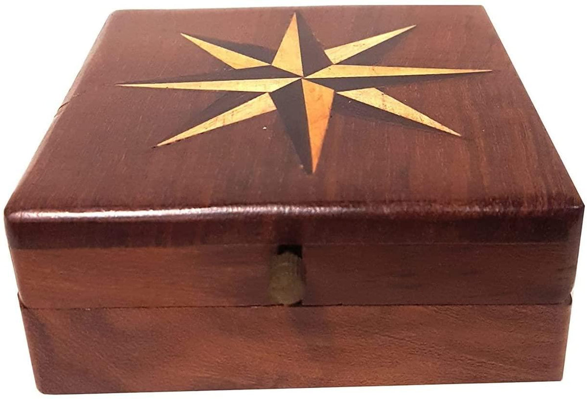 Antique Brass Compass in Wooden Box  Gift Item for Home Decor, Bedroom Outdoor Camping HiAntique Compass Navigation Tool by Unique Antique MART.