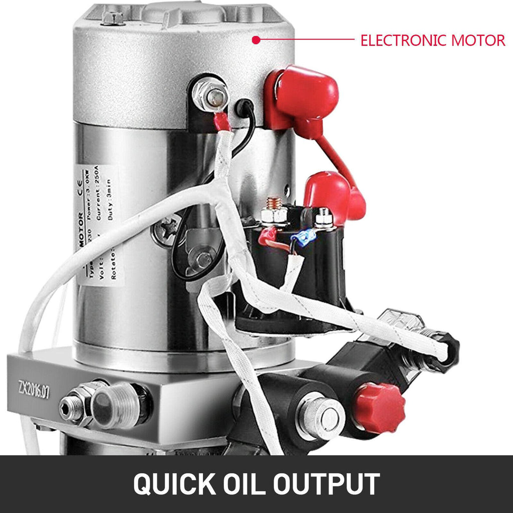 12V Hydraulic Pump for Dump Trailer -4 Quart- Double Acting and Unit Unloading