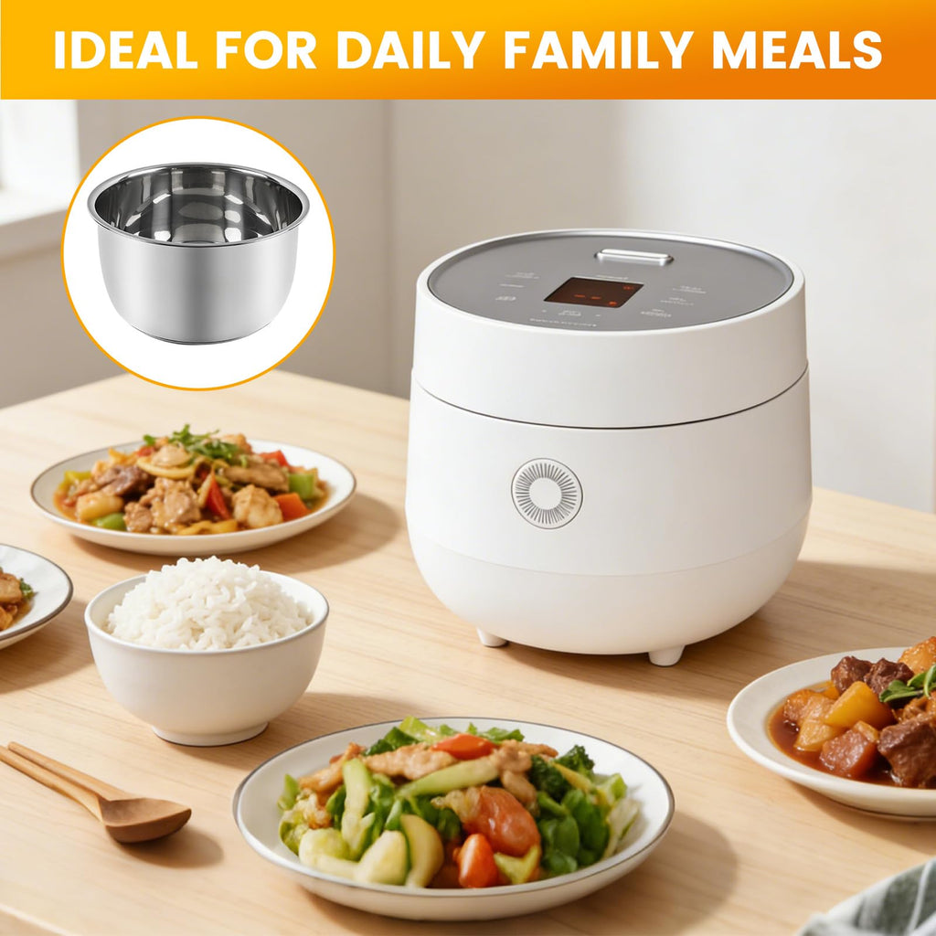 Replacement Rice Cooker 6-Cup Inner Pot Only Compatible with  CR-0675FW – 304  Steel Inner Bowl with Multi-Ply Base, Durable Pots for Multi-Cookers, Easy to Clean and Dishwasher Safe