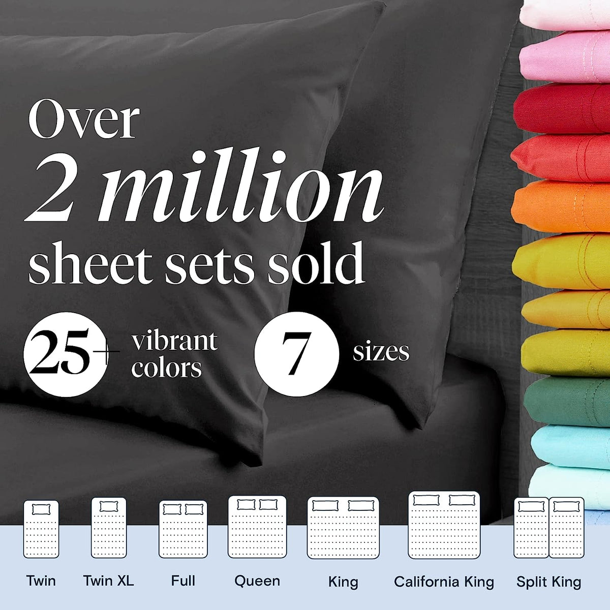 LuxClub 6 PC California King Size Sheet Set Bamboo Sheets Deep Pockets 18" Eco Friendly Wrinkle Free Cooling Sheets Machine Washable Hotel Bedding Silky Soft - Grey California King