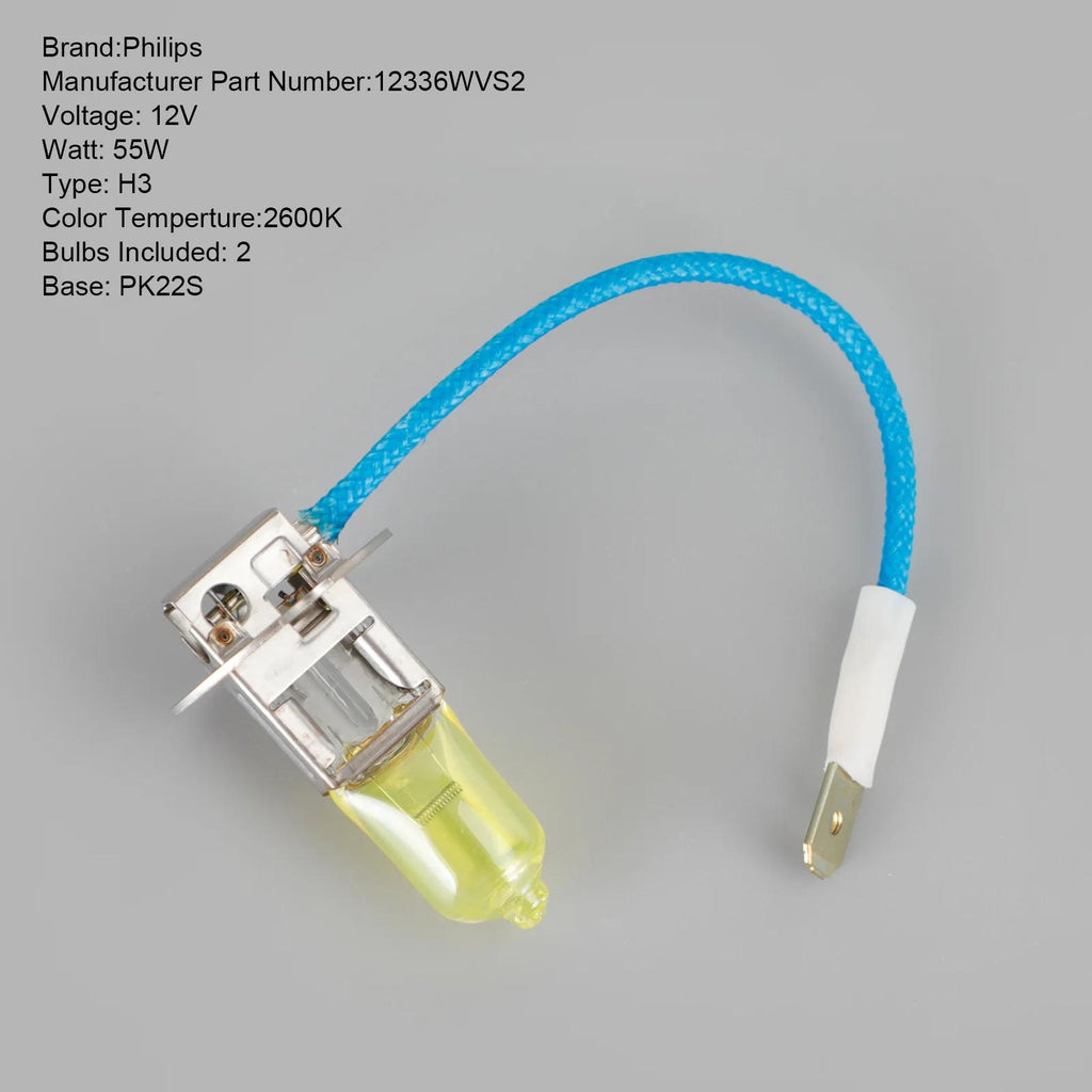 12V 55W Bulb Philips 12336WV H3 WeatherVision Ultimate Yellow Light Generic