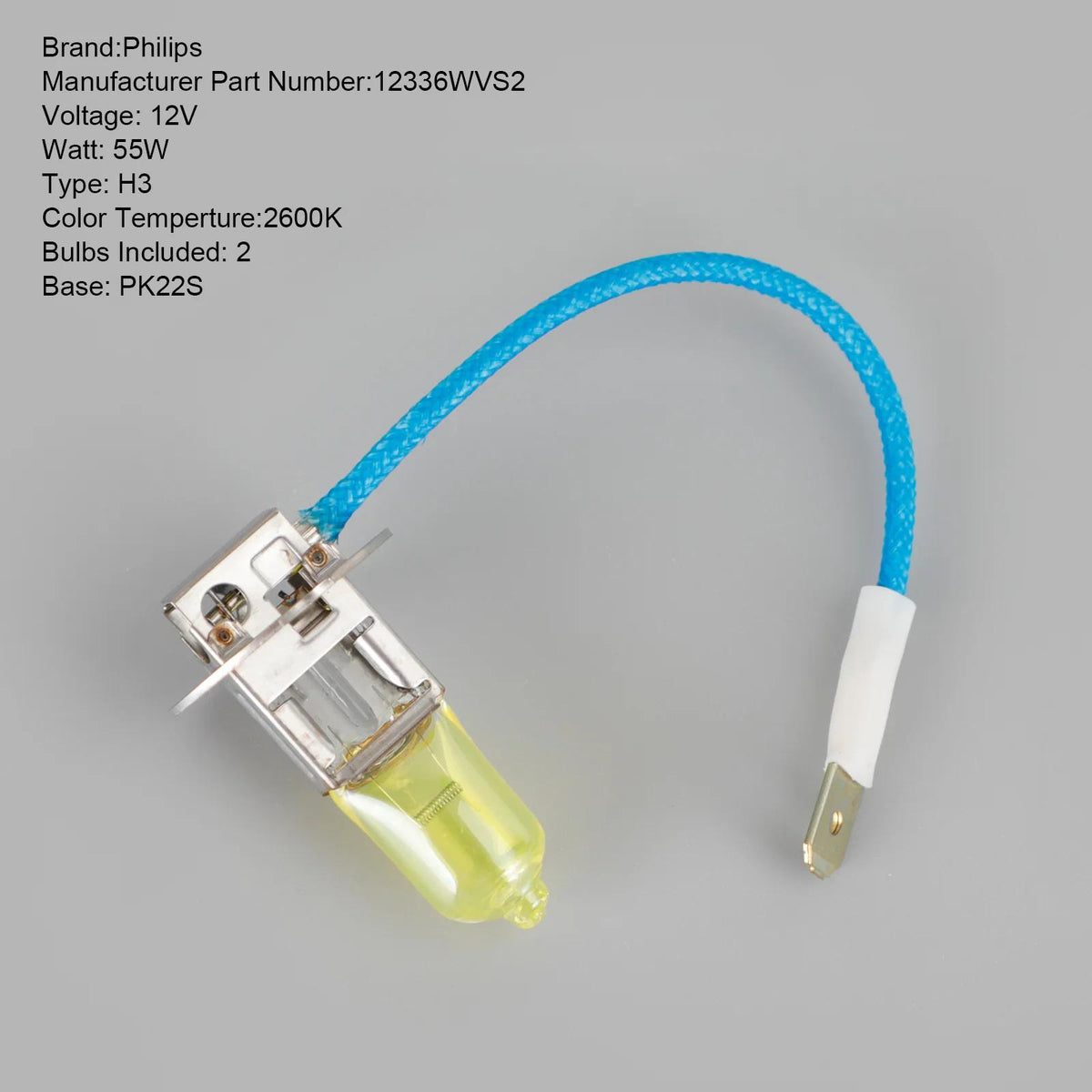 12V 55W Bulb Philips 12336WV H3 WeatherVision Ultimate Yellow Light Generic