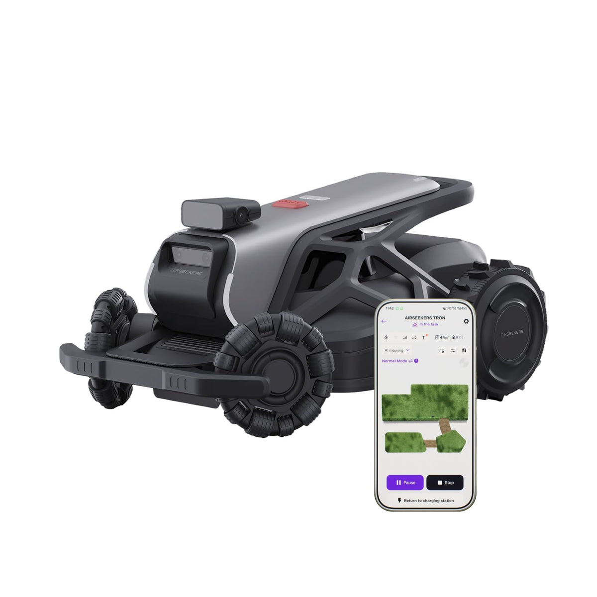 TRON Robot Lawn Mower 1 Acres, NRTK + 5 Vision Wire-Robotic Lawnmowe,AI Obstacle Avoidance, No Perimeter Wire,App Control,Automatic MAPE,65% Slope, All-Terrain Mowing,IPX6 Waterproof