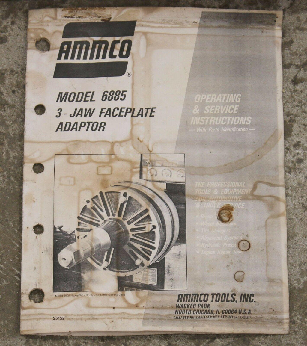 Ammco 6885 3 Jaw Faceplate Adapter Kit for 5000 & 6000 Brake LaSuper 6 Truck