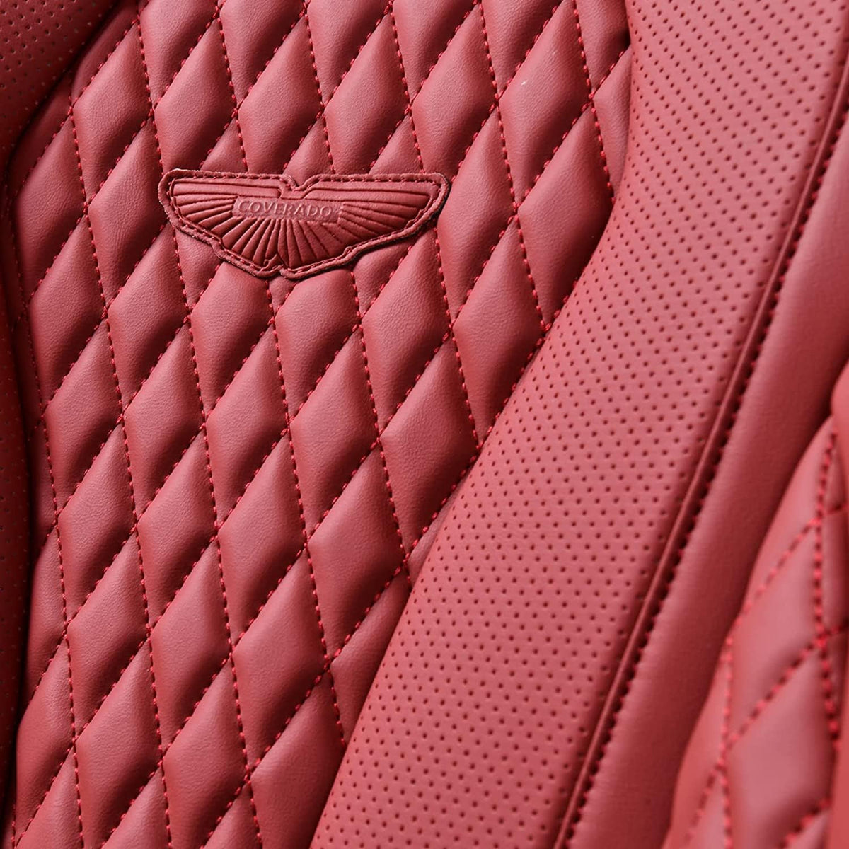 Coverado Leather Seat Covers Full Set, 5 Seats Universal Seat Covers for Cars, Waterproof Luxury Leatherette Seat Cushions, Front and Rear Seat Protectors, Auto Seat Covers Fit for Most Vehicles Red