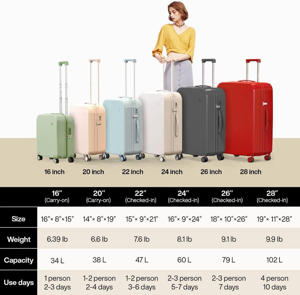 Suitcase Luggage with Spinner Wheels, Mixi Hardside Rolling Suitcase PC with Cover &amp; TSA Lock Lightweight Travel Case