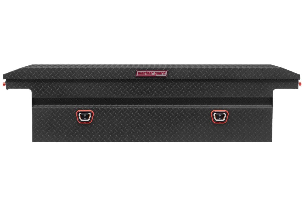 Saddle Truck Tool Box Aluminum Full Low Profile Textured Matte Black 10.2 Cu Ft