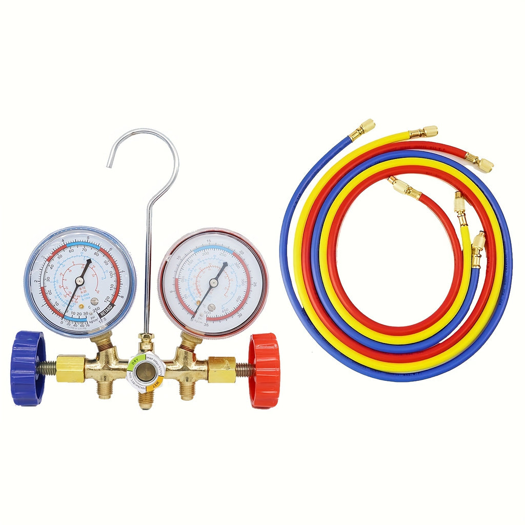 For R12 R22 R404A R134A Manifold Refrigerant GauAir Condition Refrigeration Set Air Conditioning Tools With Hose And Hook