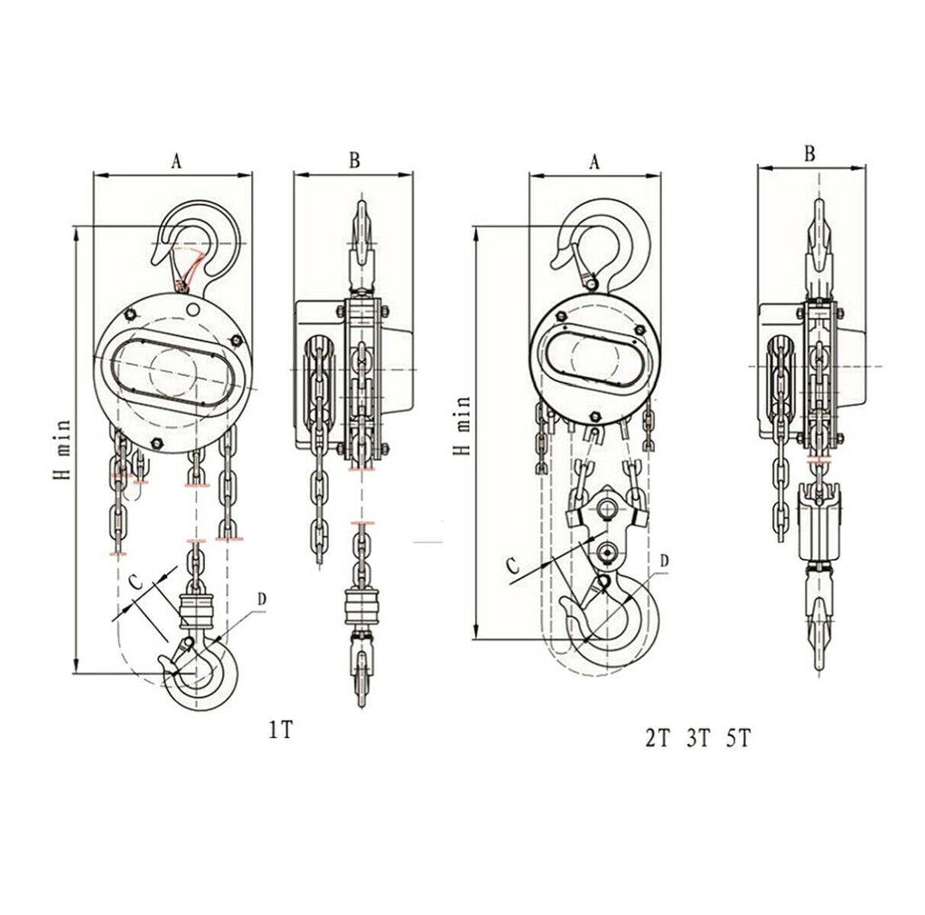 Hoist 1 Ton Hand Operated Manual Chain Pulley Puller Block T010 S2u