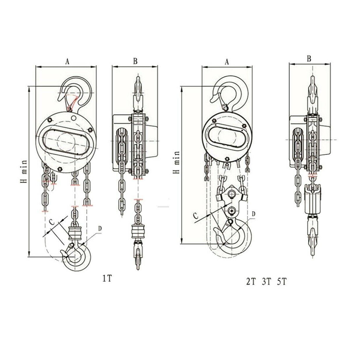 Hoist 1 Ton Hand Operated Manual Chain Pulley Puller Block T010 S2u