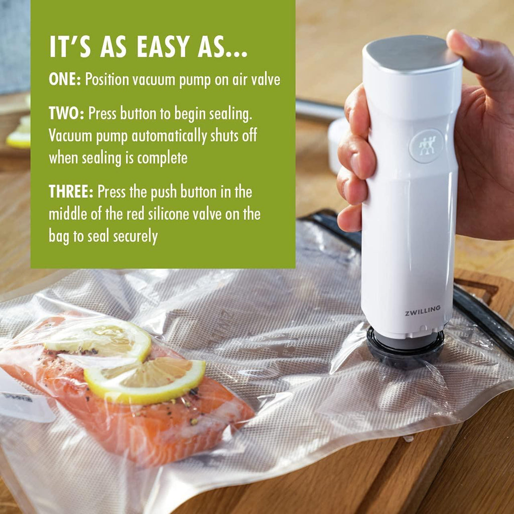 ZWILLING Fresh & Save 12-Piece Large Vacuum Sealer Bags, 2 1/4 Gallon Reusable Sous Vide Bags, Meal Prep