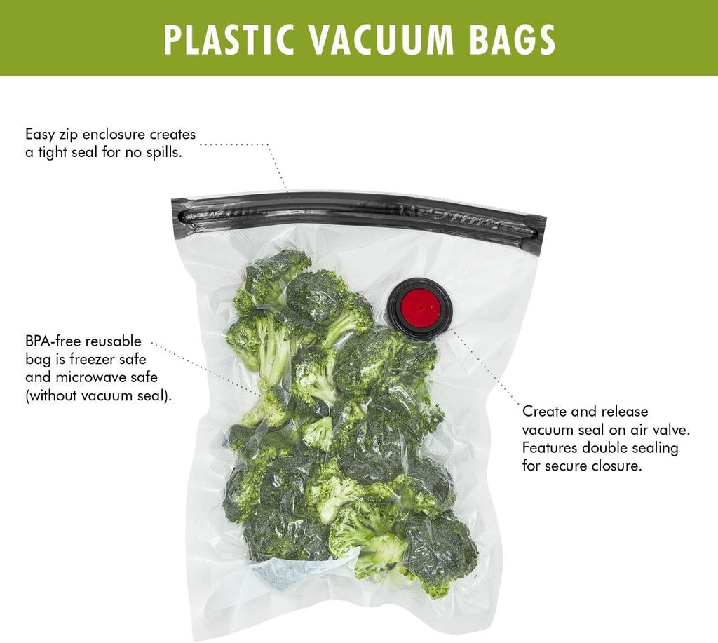 ZWILLING Fresh & Save 12-Piece Large Vacuum Sealer Bags, 2 1/4 Gallon Reusable Sous Vide Bags, Meal Prep