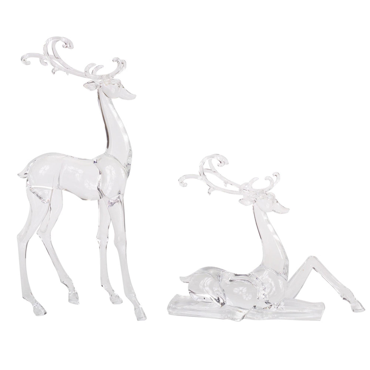 Deer Figurines (Set of 2) 10.75"H,17.75"H Acrylic