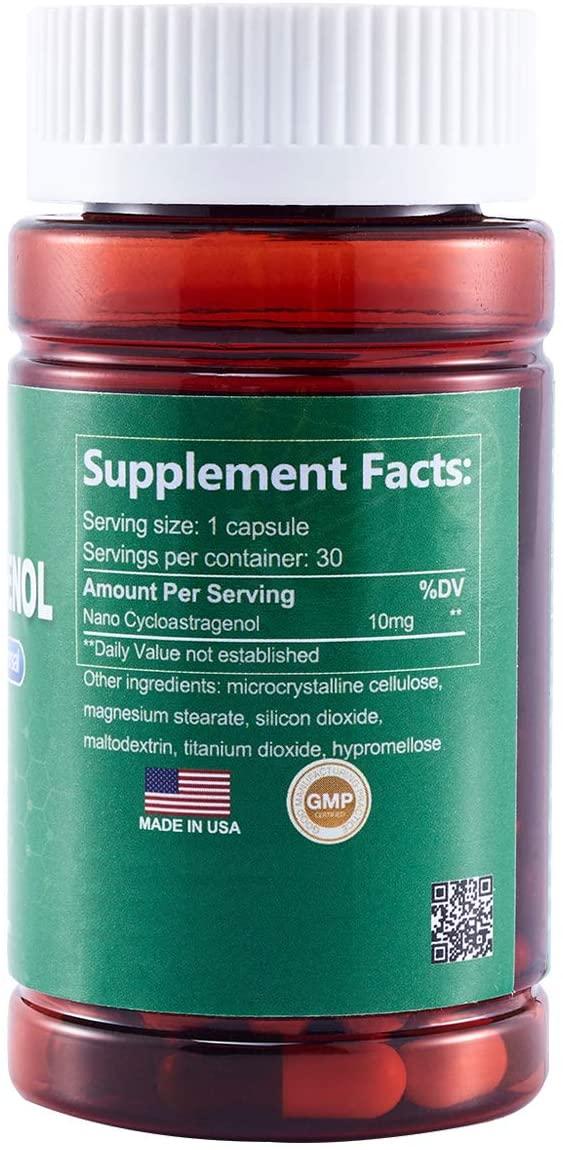 CAW Nano Cycloastragenol 10mg 30 Caps 3 Bottles Anti Aging Telomerase Activation Supplement
