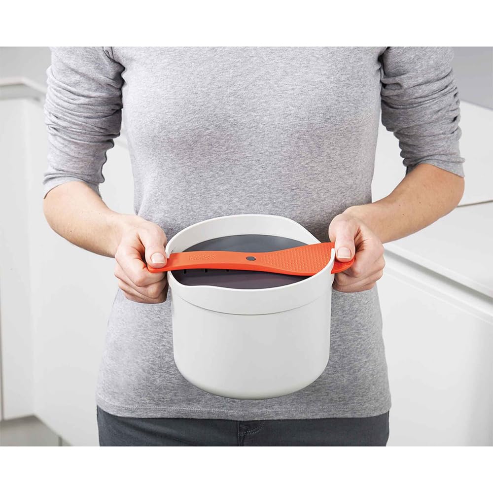 M-Cuisine Microwave Rice Cooker Steamer 2 Liter/8.5 Cup - Stone/Orange