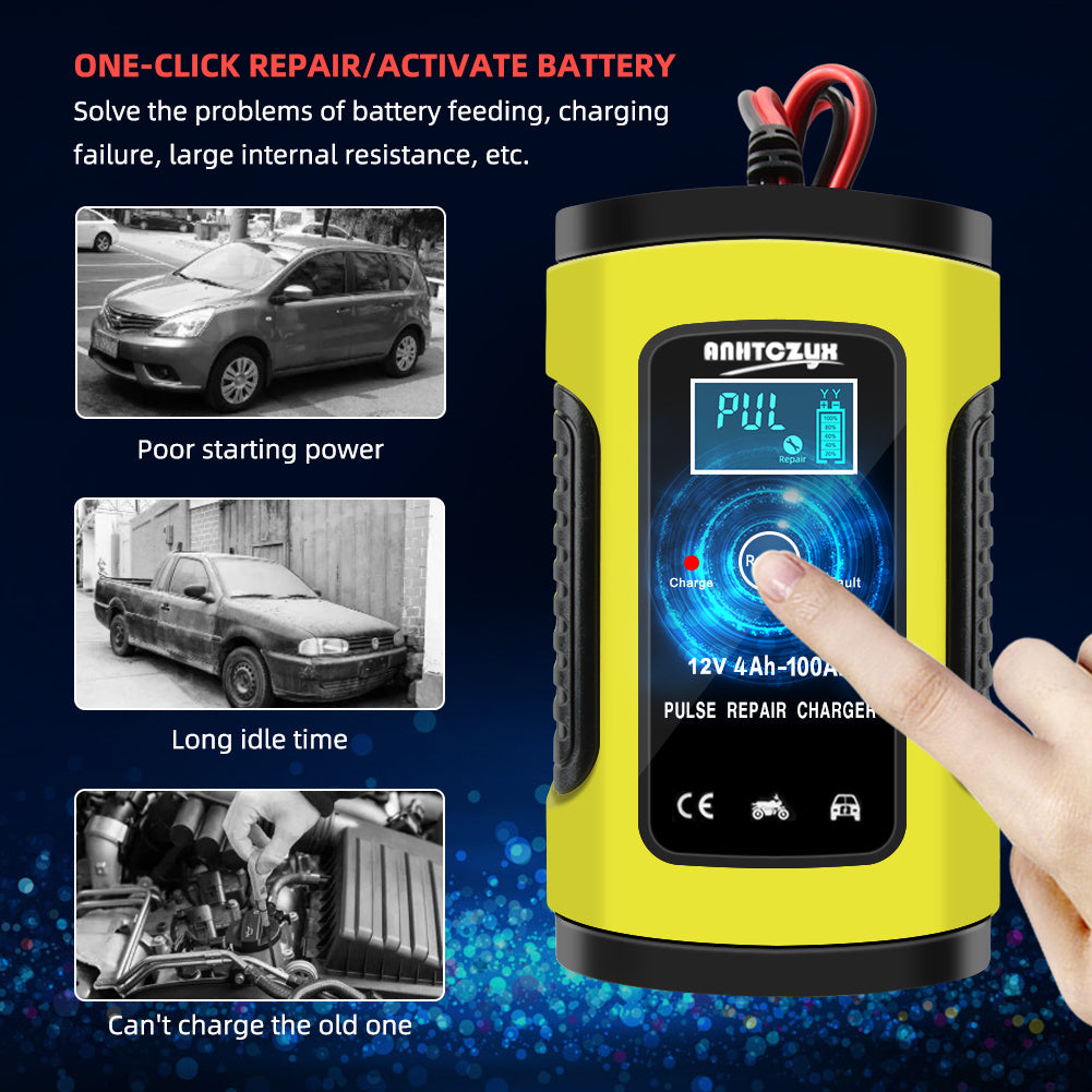 12V 6A Fully-Automatic Smart Trickle Charger: Keep Your Car, Motorcycle, Boat, RV, ATV & Lawn Mower Batteries Charged & Repaired!