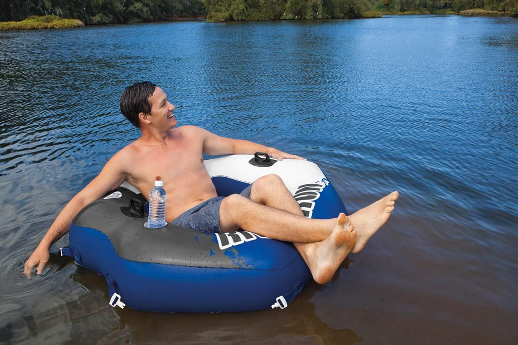 River Run Connect Inflatable Water Raft (4 Pack) + 2 Person Cooler Tube