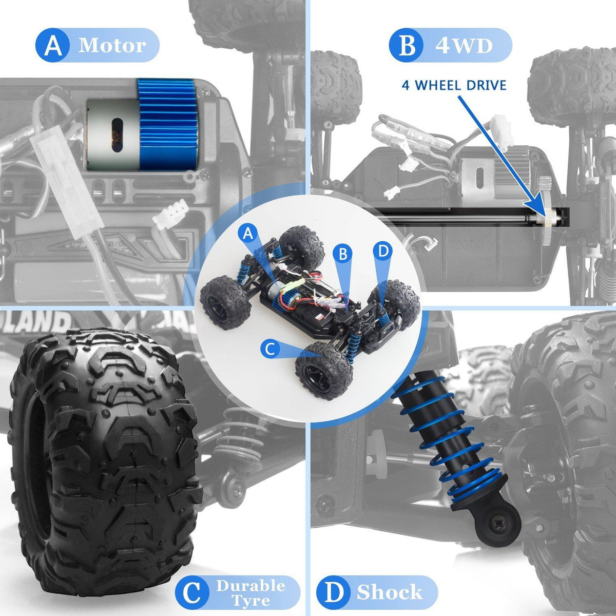 IMDEN Remote Control Car, Terrain RC Cars, Electric Remote Control Off Road Monster Truck, 1:18 Scale 2.4Ghz Radio 4WD Fast 30 M