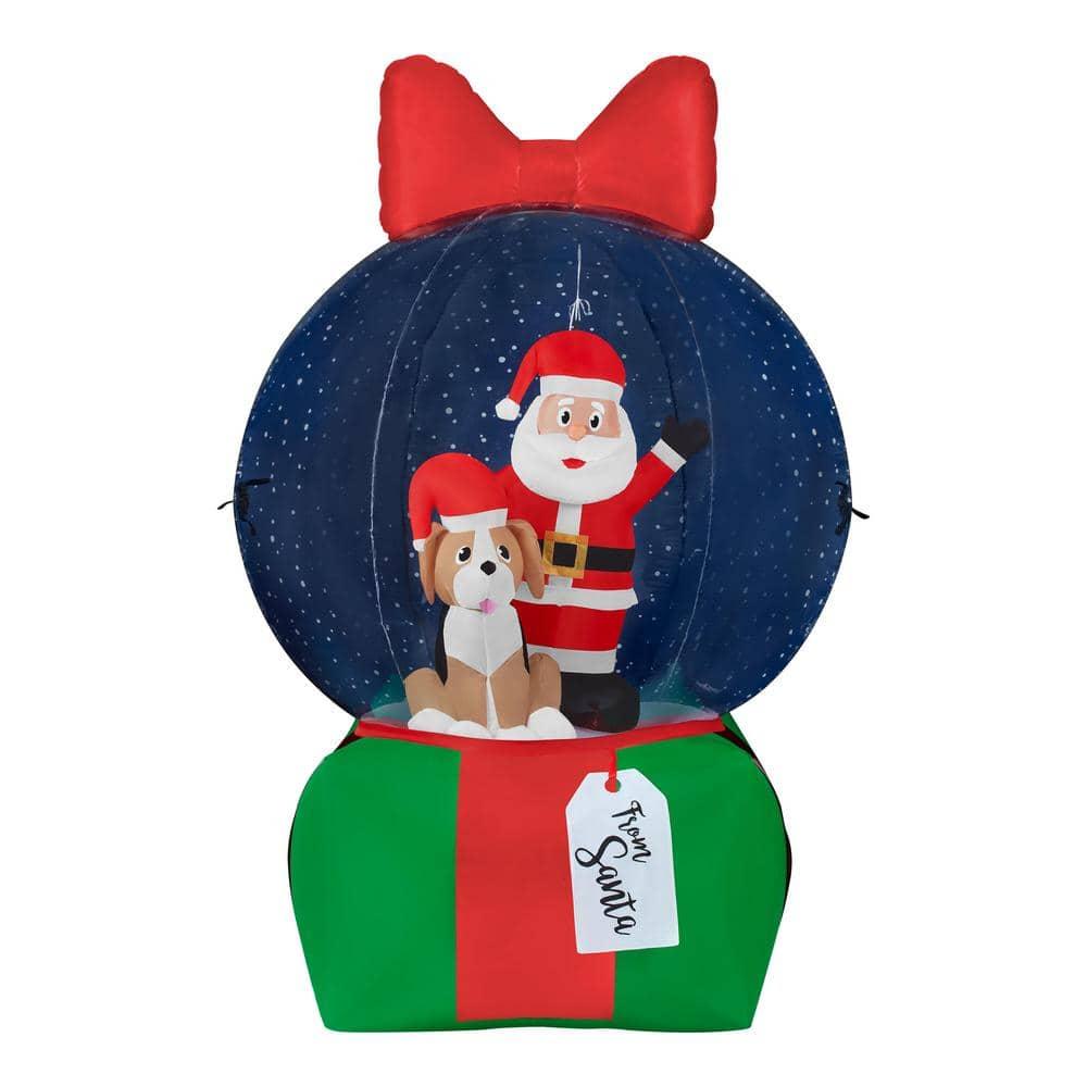 6.5 ft Santa and Dog in Snow Globe Holiday Inflatable