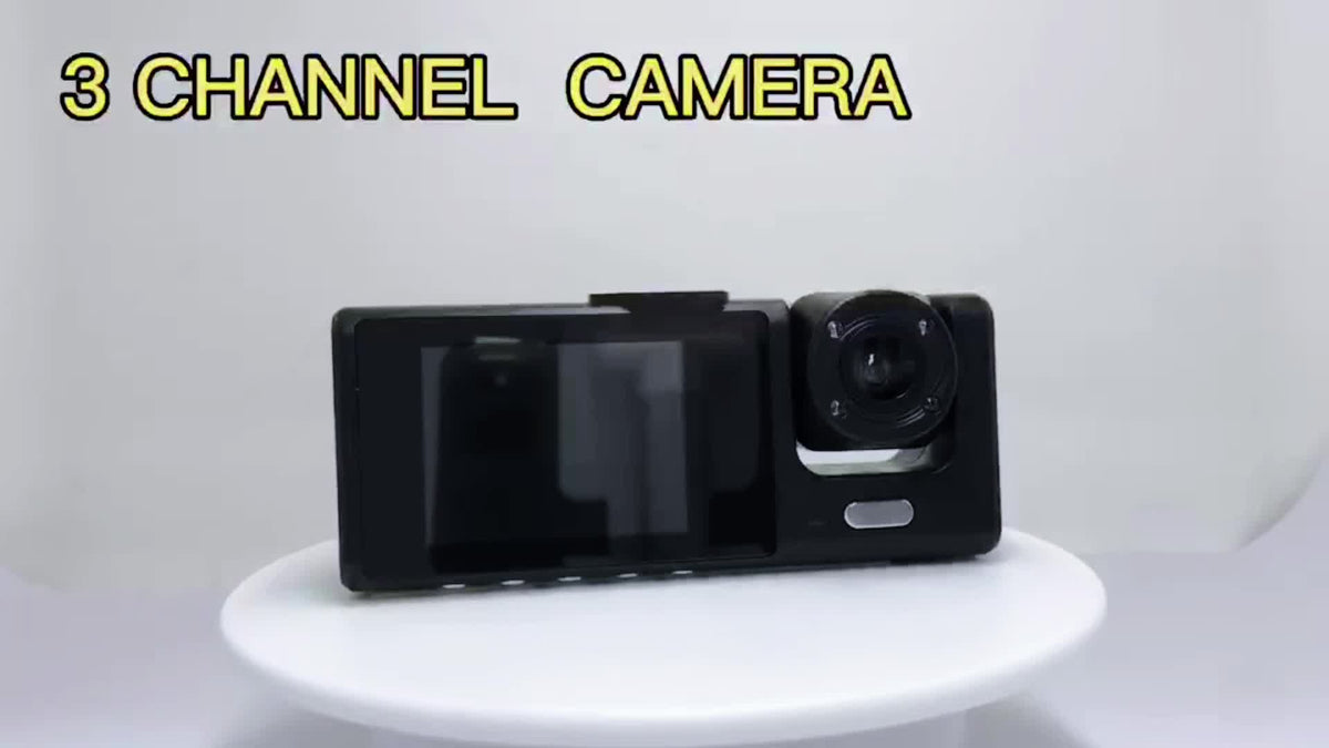 3 Channel Dash Cam Front And Rear Inside,1080P Dash Cam IR Night Vision, Loop Recording Car DVR Camera 3 Lens  With 2 Inch IPS Screen 3 Cameras Car Dashcam,car Black Box Recording At Same Time,Wide Angle Dashboard Camera Recorder