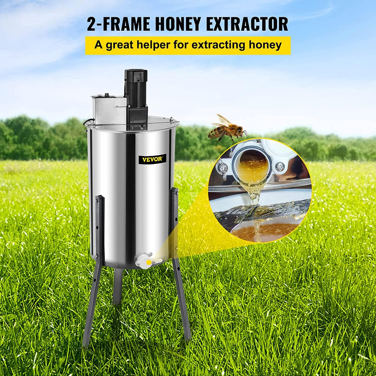 happybuy honey extractor bee honey extractor electric honeycomb spinner 2 two frame stainless steel beekeeping accessory (2 frame electric honey extractor)