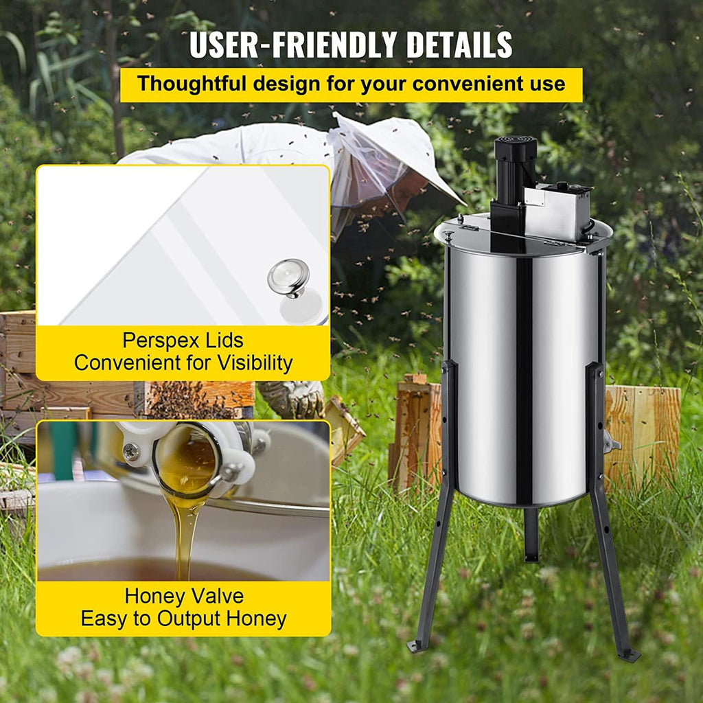 happybuy honey extractor bee honey extractor electric honeycomb spinner 2 two frame stainless steel beekeeping accessory (2 frame electric honey extractor)