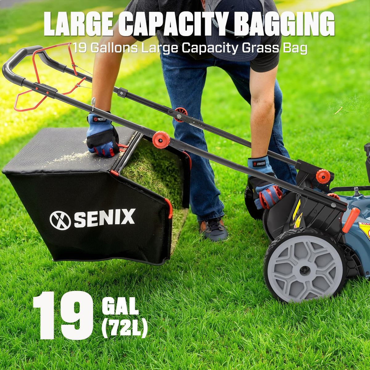 22 Inch 3-in-1 Gas Lawn Mower, 201cc Rear Wheel Single Speed Self-Propelled Mower, 4-Cycle Engine, Steel Deck, Mulching, Bagging, Discharging, 6-Position Cutting Height Adjustable, for Yard