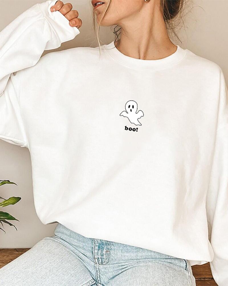 halloween graphic letter print long sleeve sweatshirt