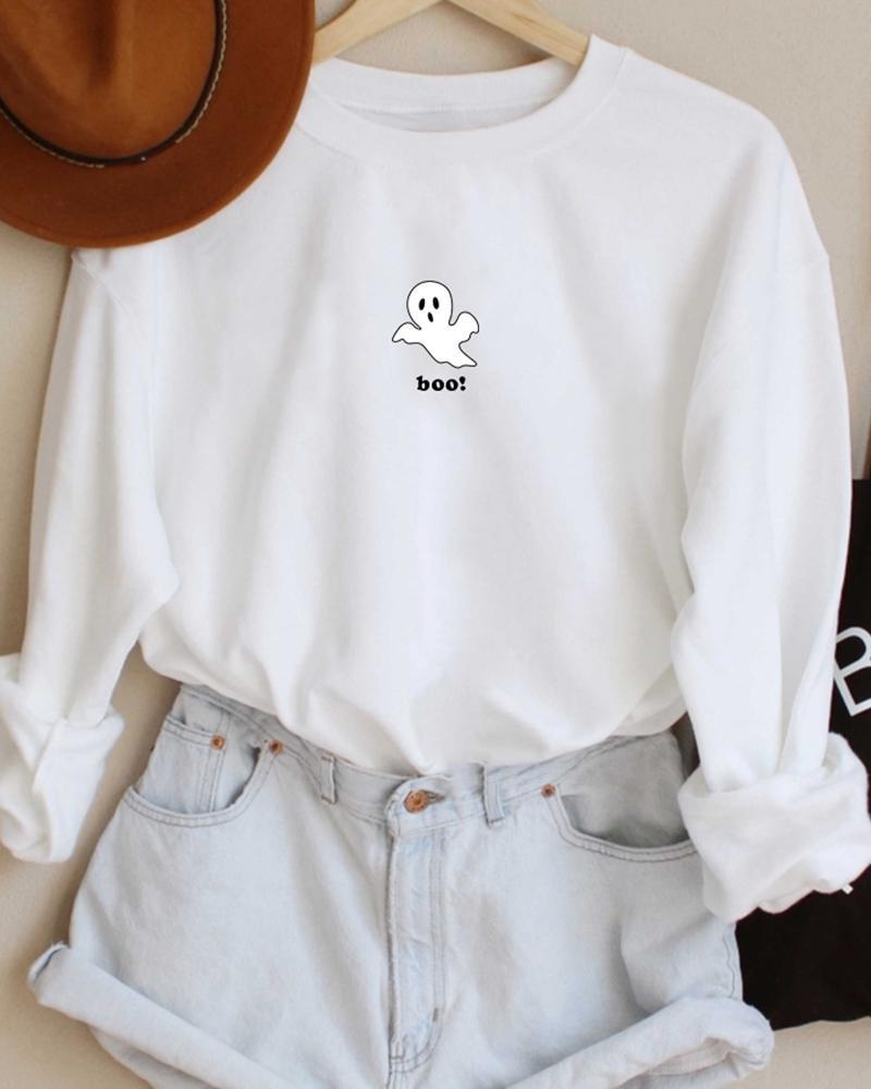 halloween graphic letter print long sleeve sweatshirt