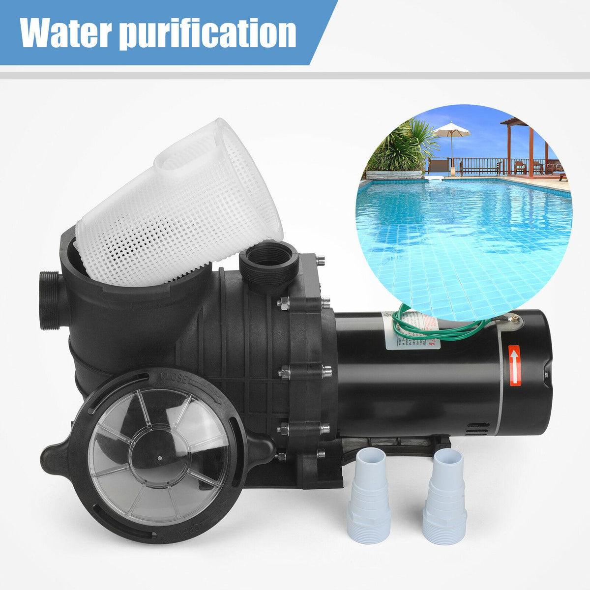 1.5/2.0hp swimming pool pump motor w/ strainer generic for outdoor replacement