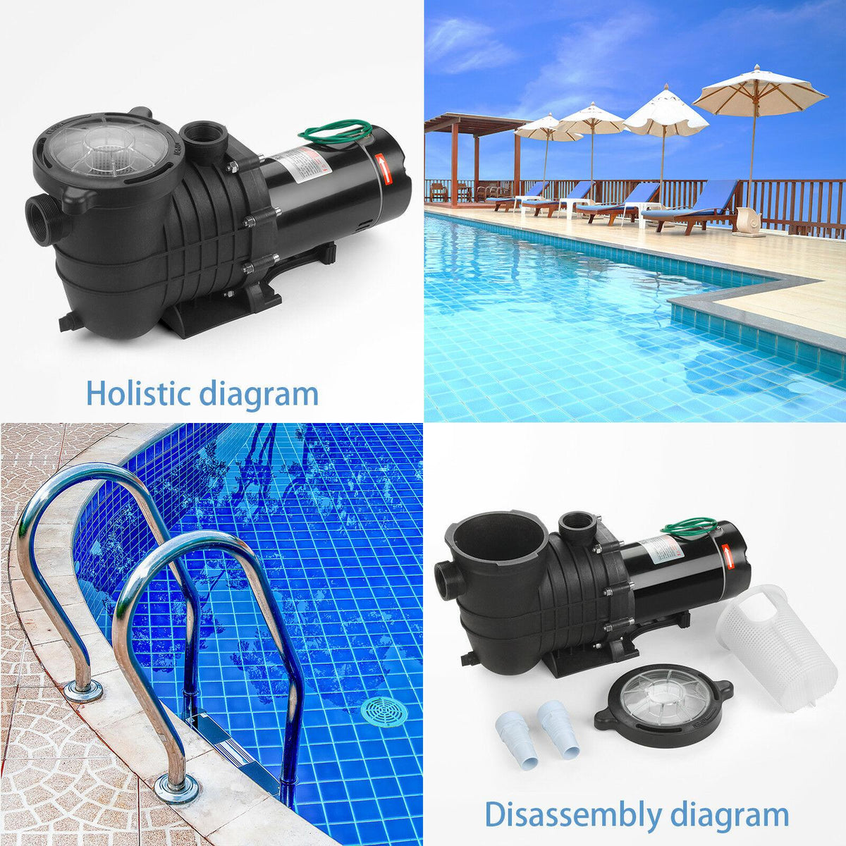 1.5/2.0hp swimming pool pump motor w/ strainer generic for outdoor replacement