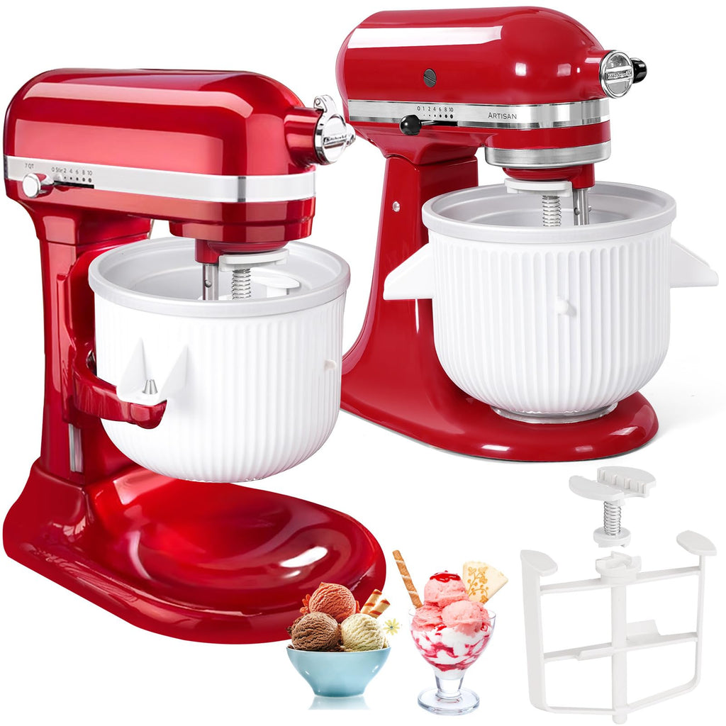 Ice Cream Attachment Compatible with  4.5/5/6/7QT Mixers | Makes 2 Quarts of Ice Cream,Compatible with  Ice Cream Maker Attachment,Dishwasher safe(Not Fit 3.5QT Mixers)