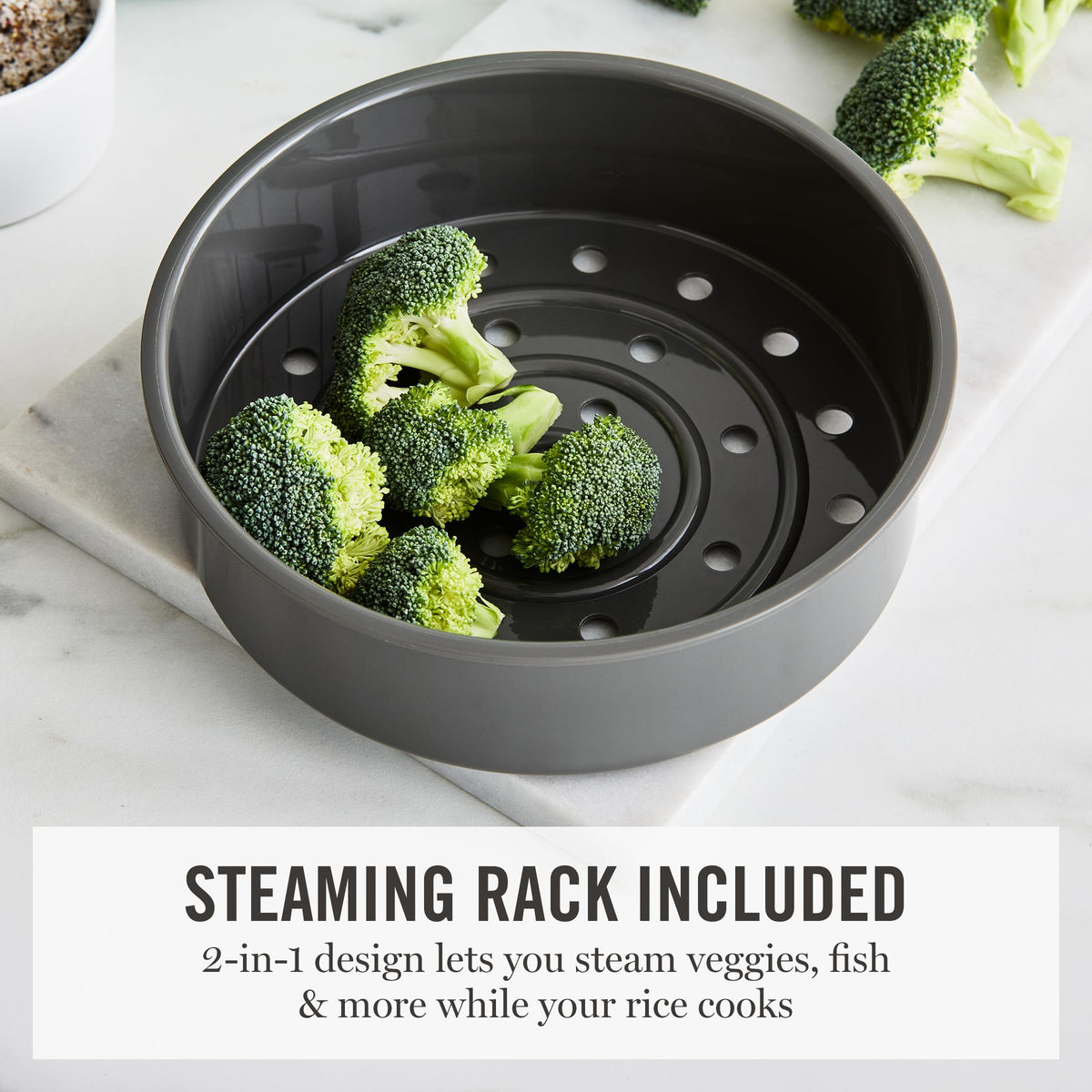 Rice Cooker, 4 Cup (Uncooked) / 8 Cup (Cooked), Ceramic Non-Stick Removable Pot, Keep Warm, Measure Markings, Steam Basket, Brown & Sushi Rice,  Cook, Quinoa, Grains, Oats, Sky Blue