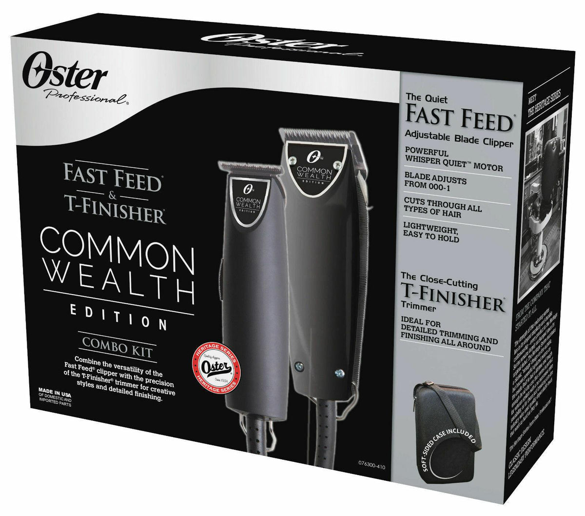 Oster Common Wealth Fast Feed Clipper T-finisher Trimmer Barber Combo Black