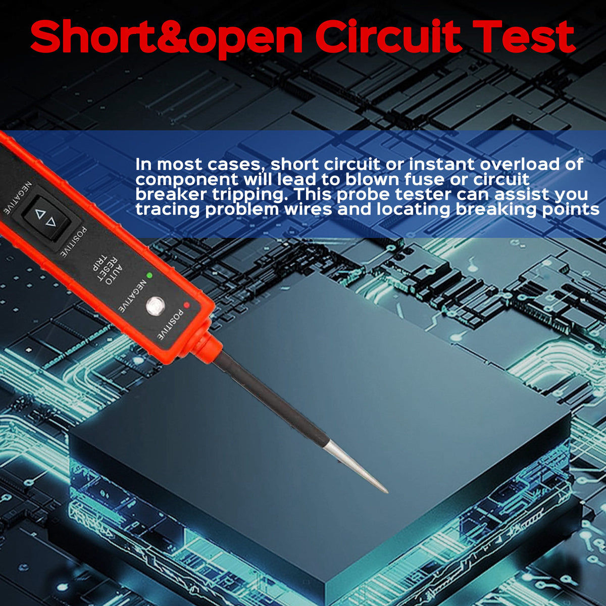 Power Circuit Probe Tester 6-24V DC Test Light Short Circuit Automotive Component Electrical Polarity Identify Continuity Tester , Overload Protection