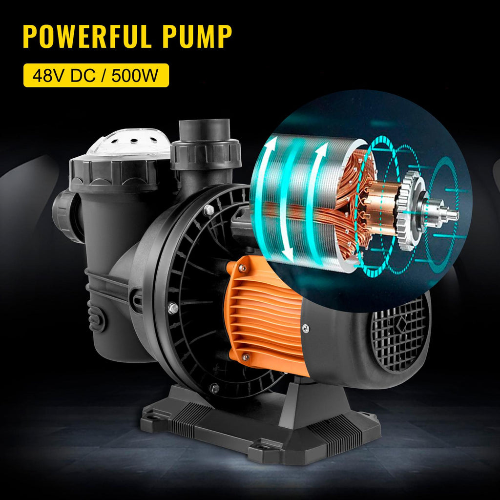 vevor pool pump in ground 72vdc swimming pool pump 92gpm solar water pump with mppt controller in ground swimming pool pump with strainer basket brushless motor suitable for salt water water park