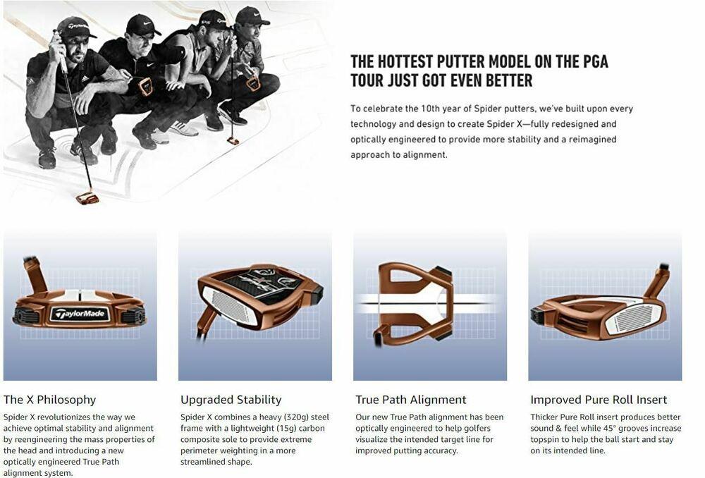 TaylorMade Spider X Copper Single Bend Mallet Putter 34" Inch + Cover NEW #79748