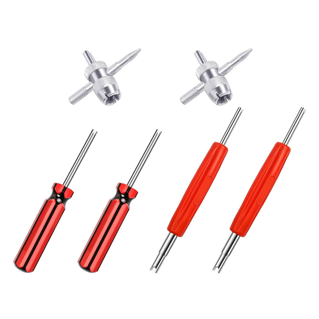 6Pcs Tire Valve Stem Removal Tool - Single And Double Heads Valve Core Remover, 4-Way Valve Tool Great Tire Repair Tool For Various Valve Cores