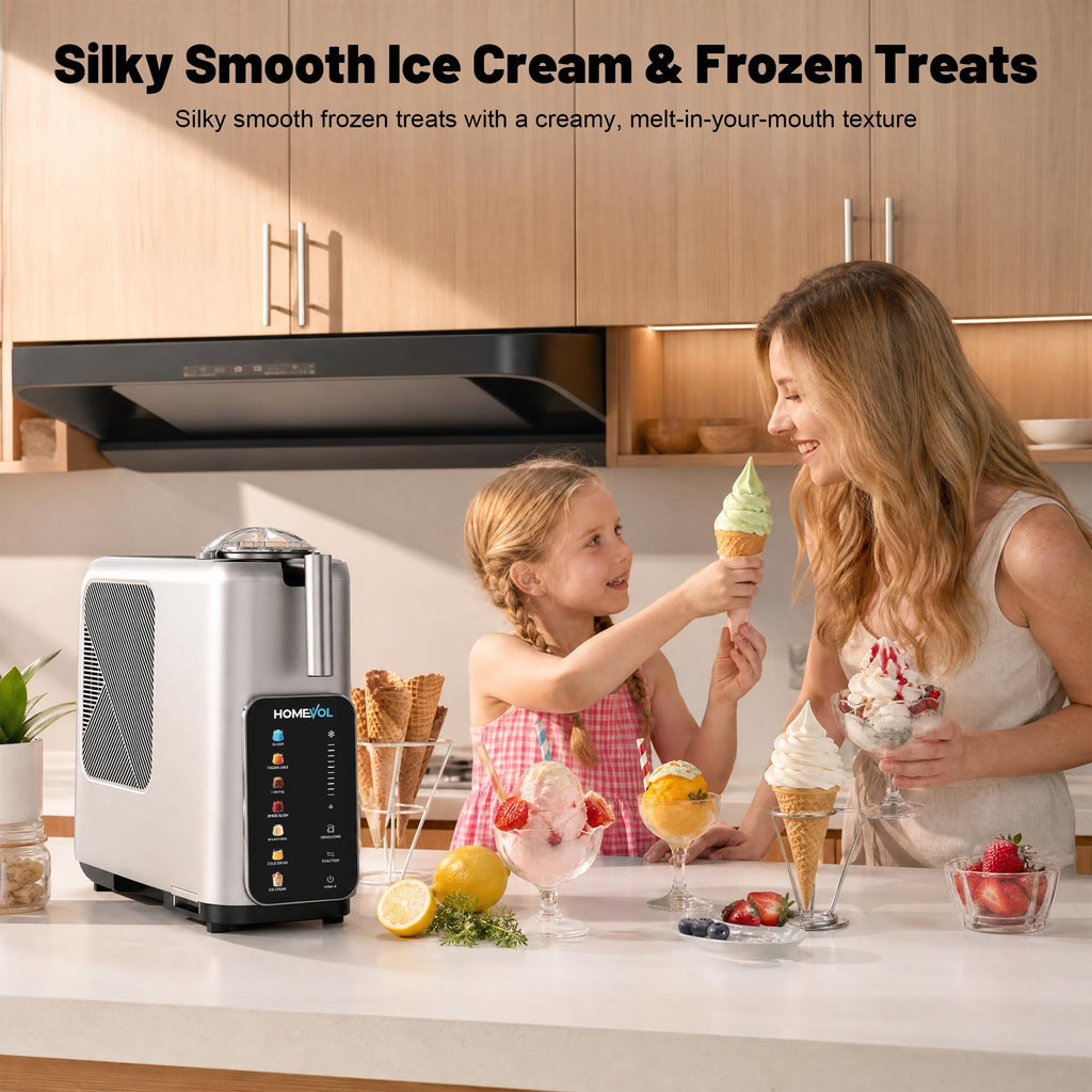 3-in-1 Slushie Machine, Ice Cream Maker & Frozen Drink Maker with 7 Preset Programs, No Ice Needed, 10 Mins Rapid Chill, 260 oz/Hour, LED Display, 304  Steel, Removable Cup & Stirrer