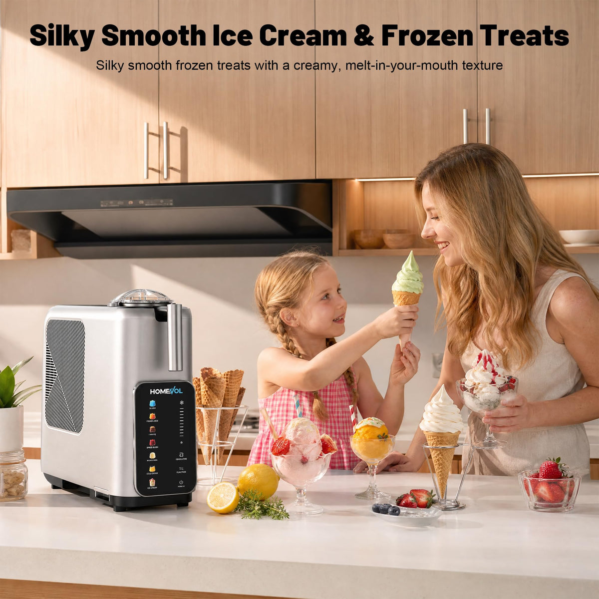 3-in-1 Slushie Machine, Ice Cream Maker & Frozen Drink Maker with 7 Preset Programs, No Ice Needed, 10 Mins Rapid Chill, 260 oz/Hour, LED Display, 304  Steel, Removable Cup & Stirrer