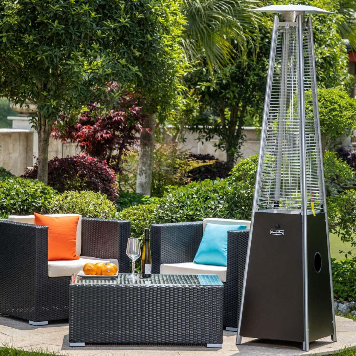 WEIKABU Modern Bronze Quartz Glass Tube Patio Heater-Mocha, 21''Lx 21''Wx 88''H