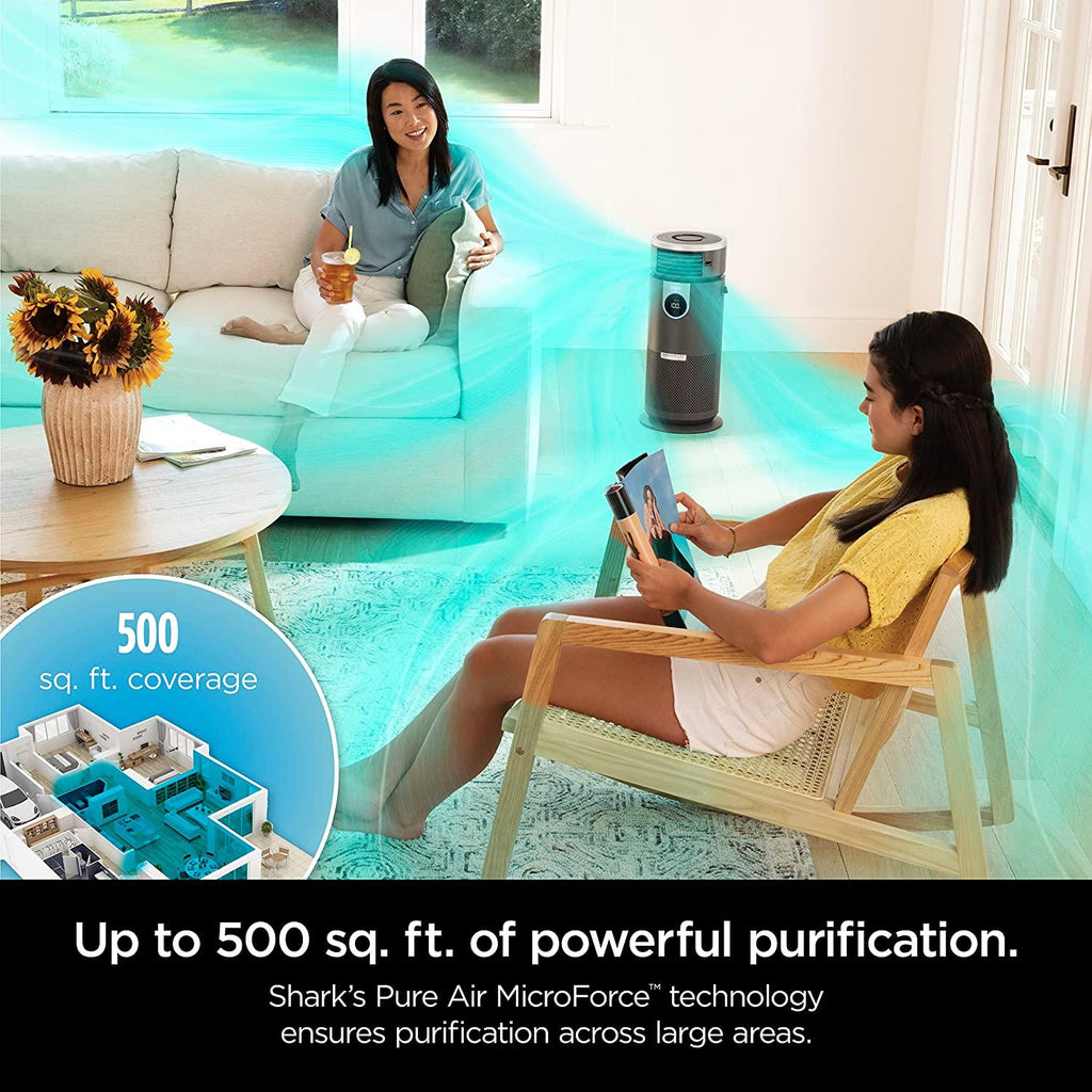 Shark HC452 3-in-1 Air Purifier, Heater &amp; Fan with NanoSeal HEPA, Cleansense IQ, Antimicrobial &amp; Odor Lock, for 500 Sq. Ft, Captures 99.98% of Particles, Dust, Allergens &amp; Smoke, 0.1–0.2 Microns, Grey