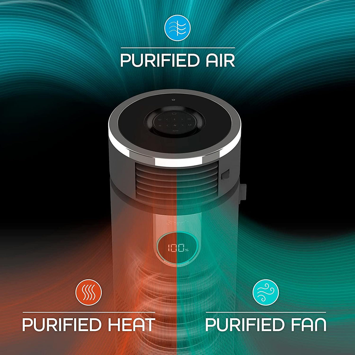 Shark HC452 3-in-1 Air Purifier, Heater &amp; Fan with NanoSeal HEPA, Cleansense IQ, Antimicrobial &amp; Odor Lock, for 500 Sq. Ft, Captures 99.98% of Particles, Dust, Allergens &amp; Smoke, 0.1–0.2 Microns, Grey