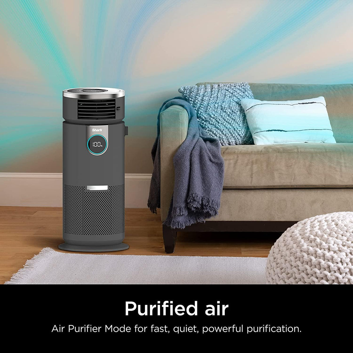 Shark HC452 3-in-1 Air Purifier, Heater &amp; Fan with NanoSeal HEPA, Cleansense IQ, Antimicrobial &amp; Odor Lock, for 500 Sq. Ft, Captures 99.98% of Particles, Dust, Allergens &amp; Smoke, 0.1–0.2 Microns, Grey