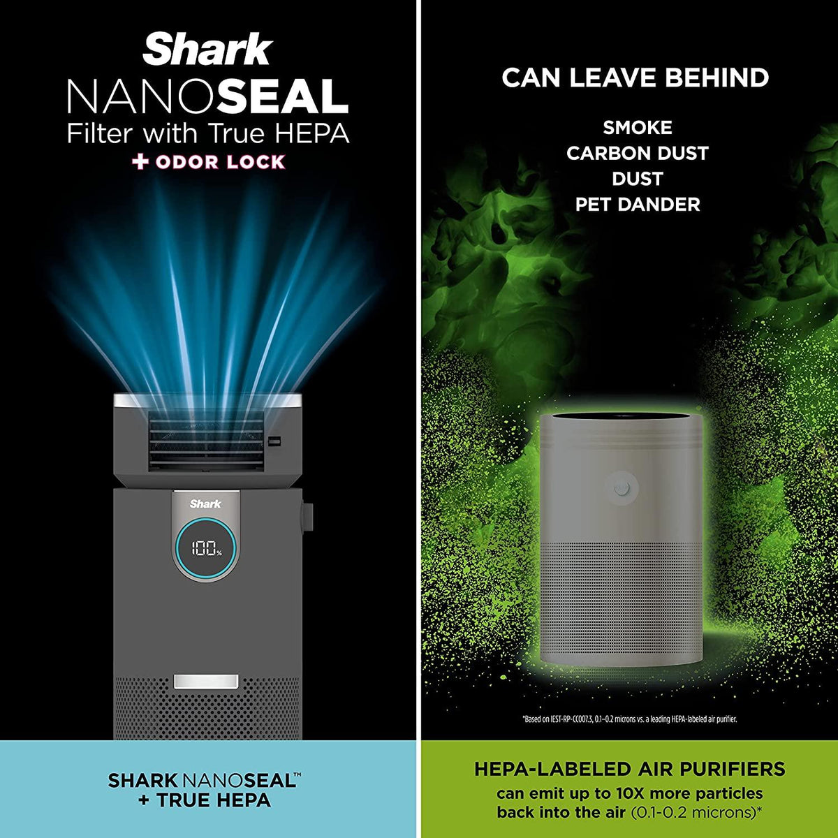 Shark HC452 3-in-1 Air Purifier, Heater &amp; Fan with NanoSeal HEPA, Cleansense IQ, Antimicrobial &amp; Odor Lock, for 500 Sq. Ft, Captures 99.98% of Particles, Dust, Allergens &amp; Smoke, 0.1–0.2 Microns, Grey